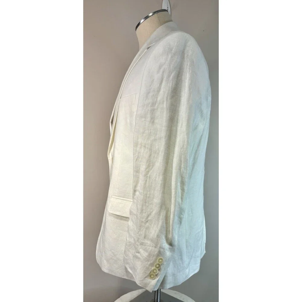 Ralph Lauren White Linen Blazer Mens 40 Short Lightweight Summer Jacket Classic